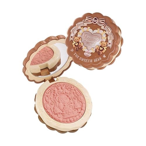 Fard in seta satinato della collezione Sweetie Bear, fard in polvere rosa pesca scintillante per guance Flower Know, trucco viso modulabile e sfumabile, morbido e a lunga tenuta (Garden Picnic) - Image 1
