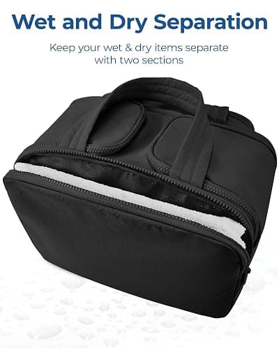 BAGSMART Travel Toiletry Bag, Lightweight Large Wide-open Travel Bag for Women, Puffy Cosmetic Makeup Bag Organizer with Handle for Accessories,Essentials, Toiletries, Black thumbnail 5