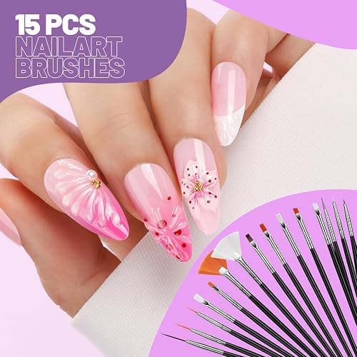 Teenitor Nail Art Tools Set, 23 Pcs Nail Art Brushes, 5 Pcs Nail Dotting Tool, 2 Set of Nail Stand, 100 Pcs Double-Sided Adhesive Tabs, Nail Art Palette, Brushes Holder for DIY Nail Art thumbnail 4