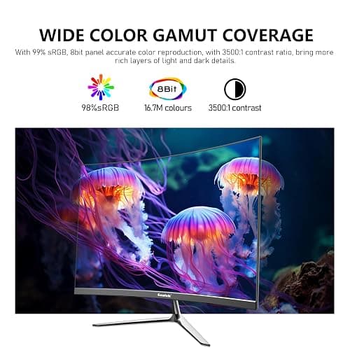Gawfolk 24.5 Inch Gaming Curved Monitor Built-in Speakers, 3000R 120Hz PC Screen Full HD 1080P, HDMI 2.0, VGA, Wall Mount Compatible 75 * 75mm thumbnail 3