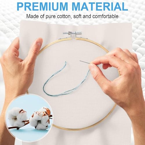 Cross Stitch Fabric 14 Count Aida Cloth 28 x 19 Inch Large Size Classic Reserve Cross Stitch Supplies Embroidery Fabric for Home DIY Craft Decoration Handmade, Light Beige thumbnail 5