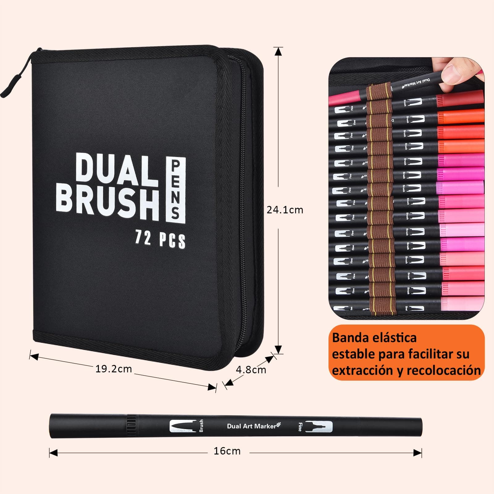 72/100/120 Colores Plumones Doble Punta Pencil, POVOLE Marcadores a Base de Agua No Toxico, Cepillo de Nailon 1-2mm y Punta Fina 0.4mm Para Niños y Adultos, Colorear Lettering Dibujar Caligrafía - 72 Colores thumbnail 3