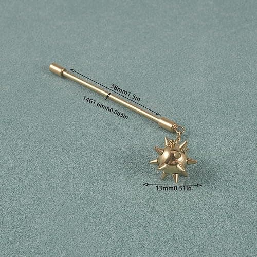 Niaspi 14G Spike Ball Dangle Industrial Barbell Earrings for Women Men 38mm Stainless Steel Industrial Bar Long Cartilage Conch Helix Earrings Industrial Piercing Jewelry thumbnail 6