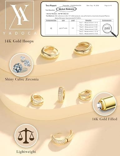 YADOCA Small Gold Hoop Earrings for Women - Hypoallergenic Chunky Gold Silver Hoops Earring Stacks Small 14K Gold Filled Huggie Earrings Set for Multiple Piercing 8/10/12M thumbnail 6