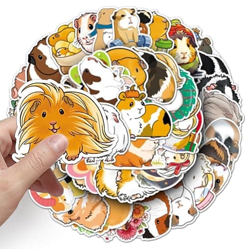 Lovely Guinea Pig Vinyl Stickers, 50 PCS Waterproof Cartoon Animal Decals for Laptops, Scrapbooking, Journals, Notebooks, Water Bottles, Suitcases, Phones & DIY Decor thumbnail 3