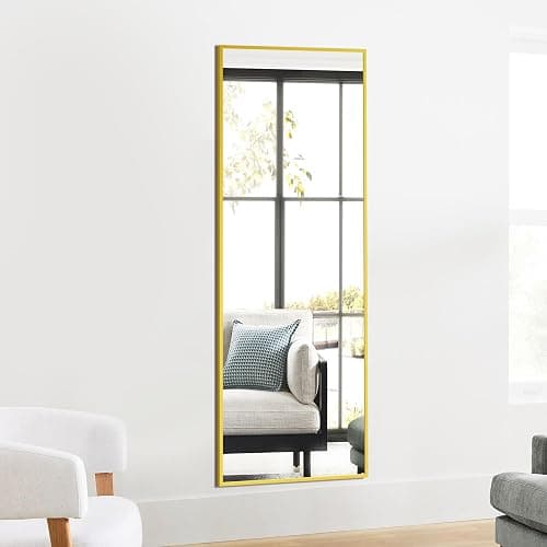 TRAHOME Standing Mirror Full Length Mirror,15" x 56" Large Floor Mirror with Aluminium Frame for Door Bedroom Bathroom Living Room(Gold) thumbnail 8