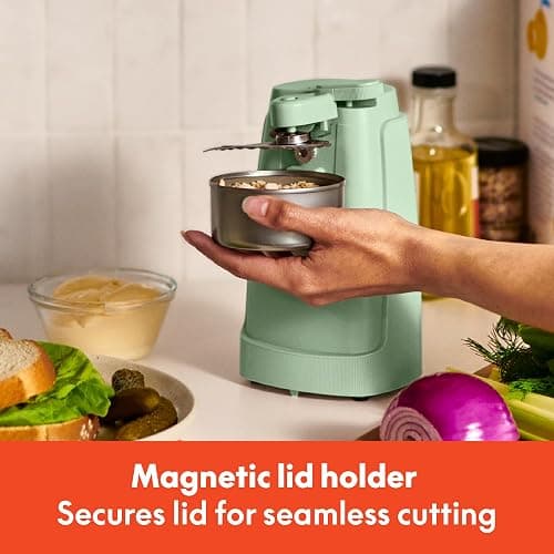 bella Electric Can Opener and Knife Sharpener, Removable Cutting Lever, Cord Storage, Stainless Steel Blade, Seaglass thumbnail 5