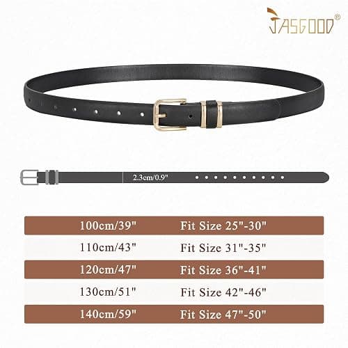 JASGOOD 3 Pack Women's Leather Belts for Jeans Dress Pants Trendy Belts with Gold Buckle thumbnail 6