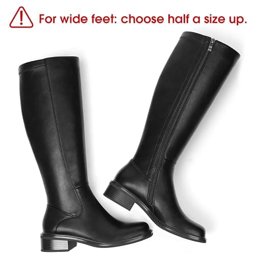 Lumeheel Black Knee High Boots for Women - Low Heel Square Toe Fall Tall Boots with Side Zipper thumbnail 4