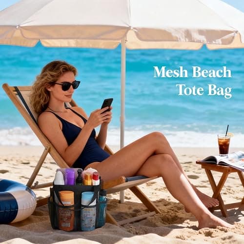 Lifewit Mesh Shower Caddy Portable for College Dorm Room Essentials with 7 Pockets, Freestanding Hanging Organizer Basket, Quick Dry Tote Bag for Camping, Bathroom, Beach, Travel, 1 Pack, Black thumbnail 8