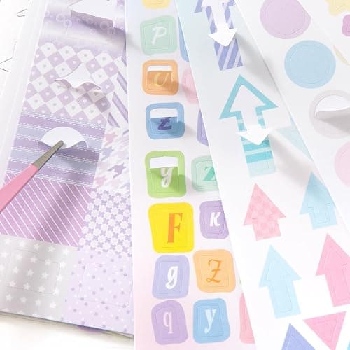 Prstincol Cute Sticker Book，60 Sheets Glitter Aesthetic Decorative Stickers for Scrapbooking,Stars Heart Letter Glitter Self-Adhesive Stickers for Photocards, Journal,Scrapbook（2-in-1） thumbnail 5