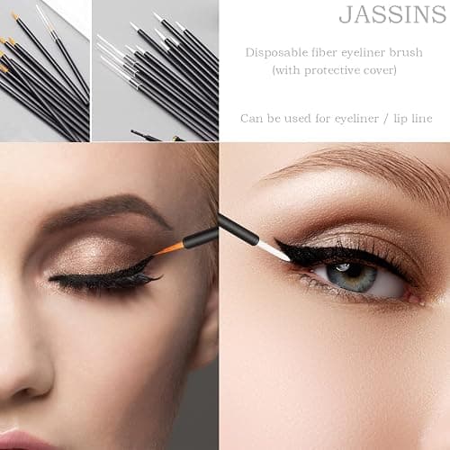 300pcs Disposable Makeup Tool Kit,Brow brush/Mascara brush/Lip Applicators/Eyeshadow applicators/Eye liner brush,JASSINS Makeup Disposable Accessories With Organizer Box thumbnail 5