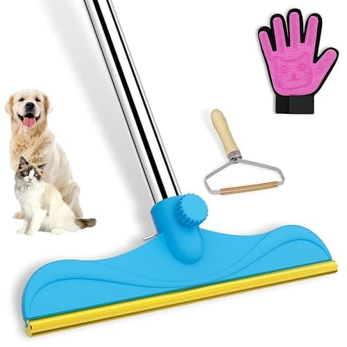 Eaersan 3 in 1 Carpet Rake Kit for Pet Hair Removal Tool - 45” Adjustable Long Handle Pet Hair Remover, Reusable Carpet Scraper Dog Cat Deep Hair Cleaner Remover Tool for Rugs, Mats, Couch, Furniture - Image 1