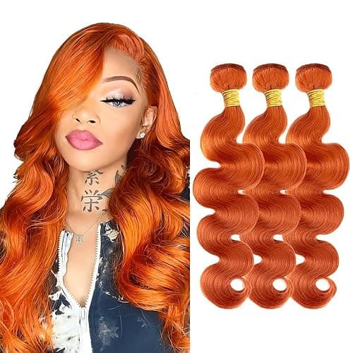 Fumuakoor 26 28 30 Inch Color #350 Bundle Orange Body Wave Human Hair Bundles Unprocessed Virgin Hair Ginger Body Wave Bundle 50 Gram Per Bundle - Image 1
