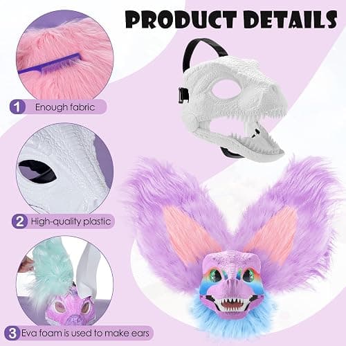 Seenelling 13 Pcs DIY Dino Mask Kit Hard Plastic Dinosaur Mask Furry Therian Dino Costume Kit Animal Dinosaur Party Costume thumbnail 6