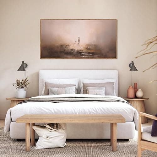 Aurlan Jesus Christian Framed Wall Art(40"x20"), Abstract Jesus Leaves The 99 Parable of The Lost Sheep Canvas Artwork, Large Neutral Watercolor Inspiring Good Shepherd Decor for Church Room Christian Faith Gift thumbnail 3