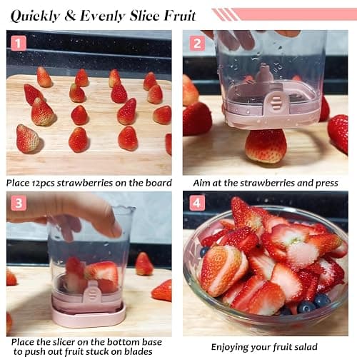 Creative Strawberry & Fruit Slicer - Detachable Cutter with Push Plate (Pink) thumbnail 5
