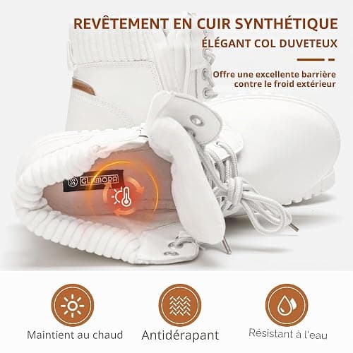 GLAMORA Bottines d'hiver pour femme imperméables et thermiques avec semelle antidérapante et doublure chaude en fourrure, confortables et légères, idéales pour la ville, le travail ou les activités de thumbnail 6
