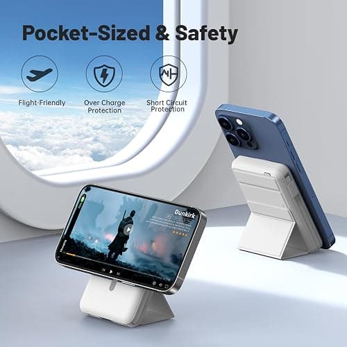 Azmuth for Magsafe Battery Pack, 10000mAh Magnetic Power Bank 22.5W PD Fast Charging with LED Display Wireless Portable Charger for Magsafe with Stand for iPhone 17/16/15/14/13/12/Pro/Pro Max thumbnail 6