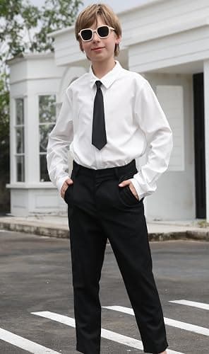 Cozople Boys Long Sleeve Dress Shirt Button Down Wrinkle-Resistant | Soft Smooth Fabric with Classic Spread Collar and Button Cuffs Ideal for School Uniform, Wedding And Formal Events thumbnail 3