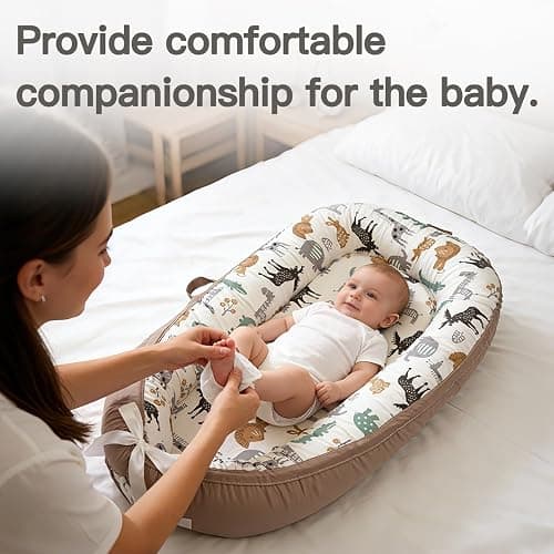 Bubbyhuts Infant Support Cushion-Breathable and Soft Organic 100% Cotton, Portable Tummy Time Mat with Removable Support Cushionr Cover, Floor Baby Support Cushion for Newborn - Animal thumbnail 3
