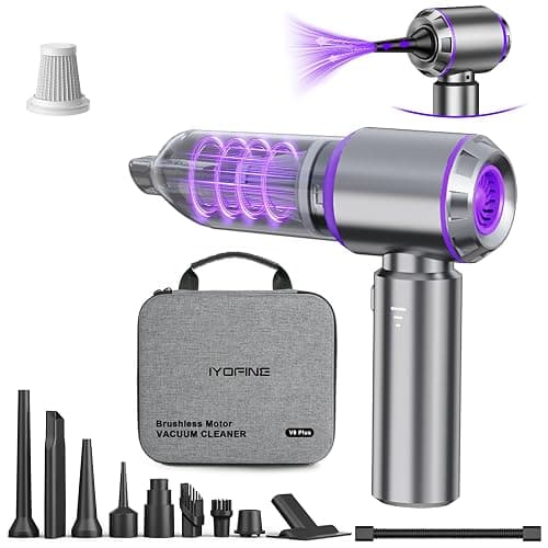 IYOFINE Vacuum/Air Duster 80,000RPM Super Power Mini Car Vacuum Cleaner | 4-in-1 air Blower Gun Air Duster & Air Blower & Pump Hand Electric air Duster Handheld dust Blower Blower Cordless - Image 1