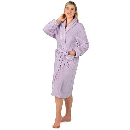 PAVILIA Soft Plush Women Fleece Robe, Cozy Warm Bathrobe, Fuzzy Female Long Spa Robe thumbnail 8
