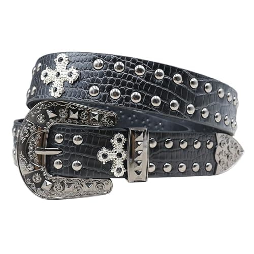 EVERBLTING Black Western Cowboy Belt for Men Women Western Cowboy Cowgirl Y2k Studded Belt Western Punk Studded Belts - Image 1