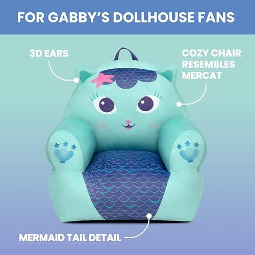 Delta Children - Gabby's Dollhouse Cozee Buddy Kids Chair, Blue thumbnail 4