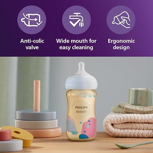 Philips Avent Natural PPSU Baby Bottles, Medium Flow, 9 oz, BPA-Free | Baby-Controlled Flow, No-Drip Design, Reduces Colic and Gas with Anti-Colic Valve, 2-Pack, SCY943/02 thumbnail 8