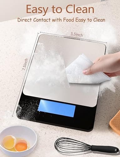 Food Scale -33lb Digital Kitchen Scale for Food Ounces Grams Rechargeable | 304 Stainless Steel,Batteries and Type-C Charging | Perfect for Meal Prep, Cooking, and Baking, Black thumbnail 2