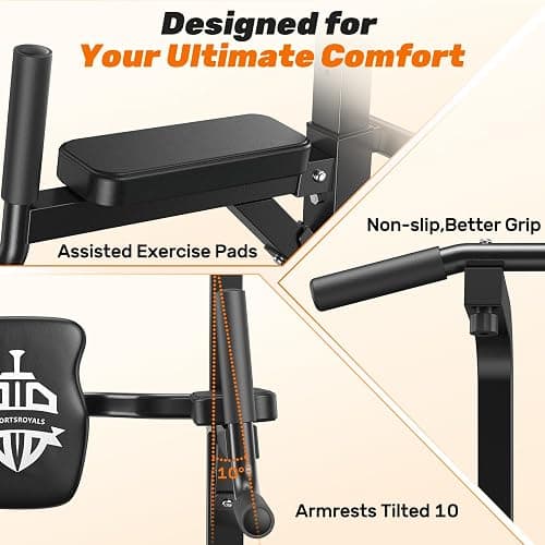 Sportsroyals Power Tower Pull Up Bar Station, 450LBS Stable Pull Up Dip Station for Home Gym Strength Training Equipment | FED Fitness thumbnail 6