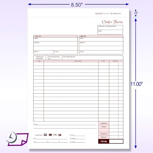NextDayLabels - Carbonless NCR Order Forms, Bound Wraparound Cover, White/Canary & Pink, 50 Sets per Book. (8-1/2 x 11" - 3 Part) thumbnail 3