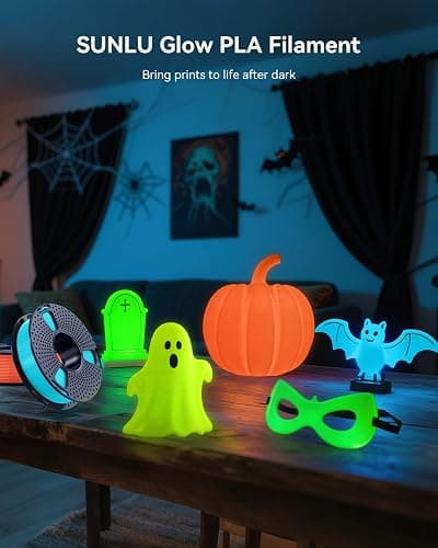 SUNLU Glow PLA Filament 1.75mm, 250g Spool Bundle, 3D Printer Filament | Beginner Friendly Multicolor Bundle, Glow in the Dark, 4 Rolls, Yellow+Green+Blue+Red thumbnail 2