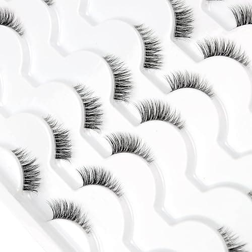 Half False Eyelashes with Clear Band Wispy Cat Eye Look Natural Short Small 3/4 Accent Lashes Faux Mink Fake Eyelash Strips 14 Pairs Pack thumbnail 5