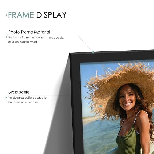 DUENPY 15 Pack Picture Frames Collage Wall Decor, Black Frame Set with 3pcs 8x10, 6pcs 5x7, 6pcs 4x6 for Gallery Display, Wall Mounting & Tabletop, Bulk Photo Frames for Living Room Decor thumbnail 5