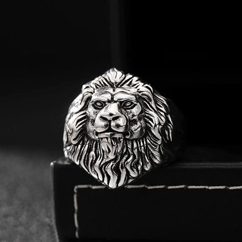 Yumikoo Lion Ring for Men Titanium Stainless Steel Open Adjustable Ring thumbnail 3
