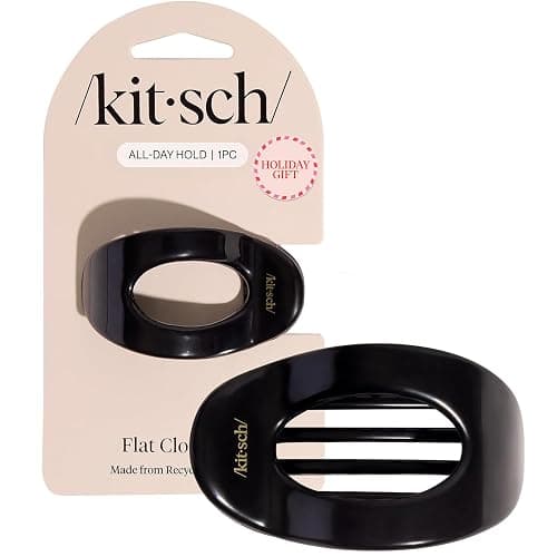 Kitsch Small Flat Claw Clips for Women - Stylish Flat Hair Clips, Strong Hold for Thick & Fine Hair | Non-Slip for Secure, Comfortable All-Day Wear | Ideal Gifts for Women - Black - Image 1