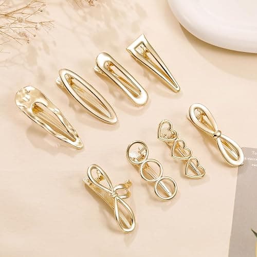CWJCYTNSN 8 PCS Gold Hair Clips for Women, Metal Hair Barrettes, Small Hair Clips, Sweet Cute Snap Clips for Hair Styling thumbnail 6