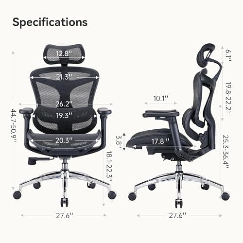 SIHOO Doro C300 Ergonomic Office Chair with Ultra Soft 3D Armrests, Dynamic Lumbar Support for Home Office Chair, Adjustable Backrest Desk Chair, Swivel Big and Tall Computer Chair Black thumbnail 3
