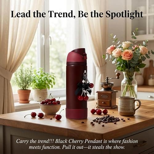 Black Cherry Charm & 2PCS Silicone Boot for Owala 20/24/30/32/40 oz, Perfect Water Bottles Accessories Set Pendant for Owala thumbnail 3