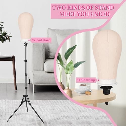 Pet Baby 63In Wig Stand Tripod with 22In Head, Canvas Wig Head Stand with Mannequin Head for Wigs Manikin Head Block Set for Wigs Making Display thumbnail 5
