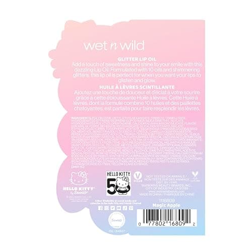 wet n wild Hello Kitty Glitter Lip Oil, New 10 Oil Infused Formula, Warm Apple Pie Lightly Scented, Sparkly Bold Colors, Cruelty-Free & Vegan - Magic Apple thumbnail 8