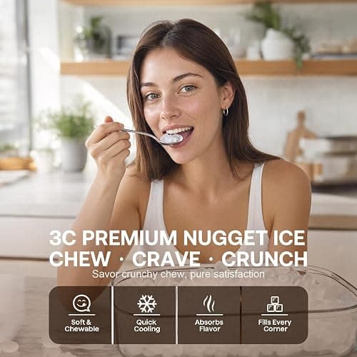 Nugget Ice Maker Countertop, Soft Chewable Pellet Ice, 35lbs/Day | Stainless Steel Ice Maker Ready in 6 Mins with Touch Screen, Auto Ice Drop, Self-Cleaning, Scoop Included for Kitchen Office thumbnail 4