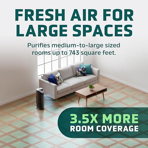GermGuardian 4-In-1 HEPA Air Purifier for Home, Large Rooms Up To 743 Sq. Ft. with HEPA Air Filter, UV-C Light & Odor Reduction, AC4825E, 22" Tower, Gray thumbnail 3