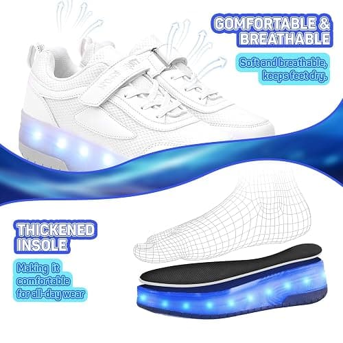 Yogeeft Kids Shoes with Wheels - 4 in 1 Light-Up Roller Shoes with USB Rechargeable LED Sneakers for School Christmas Party Gifts thumbnail 6