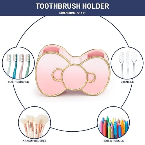 Jay Franco Hello Kitty Bathroom Accessories - 2 Piece Pink Resin Bathroom Décor and Storage Set Includes Toothbrush Holder and Soap Dish thumbnail 3