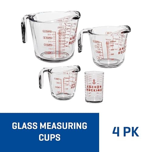 Anchor Hocking Glass Measuring Cups, 4 Piece Set (5 Ounce, 1 Cup, 2 Cup, 4 Cup liquid measuring cups) thumbnail 2