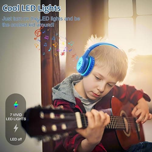 Voopwink Kids Headphones Wired with Microphone, USB Type C Headphones for Kids Girls Boys with Cord/LED Lights/85/94dB Volume Limit, Portable Over Ear Headphones for School/Travel/Tablet/iPad thumbnail 5