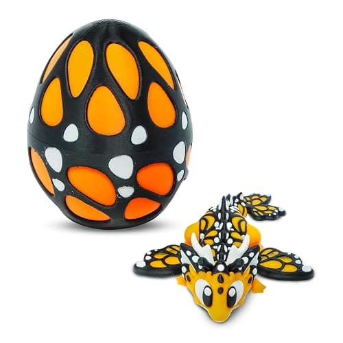 Articulated Monarch Butterfly Dragon Figurine + Egg – Vibrant Orange Winged Fantasy Display Set with Smooth Joints, Ideal for Desk Decoration, Collector Gift, and Sensory Enthusiasts - Image 1